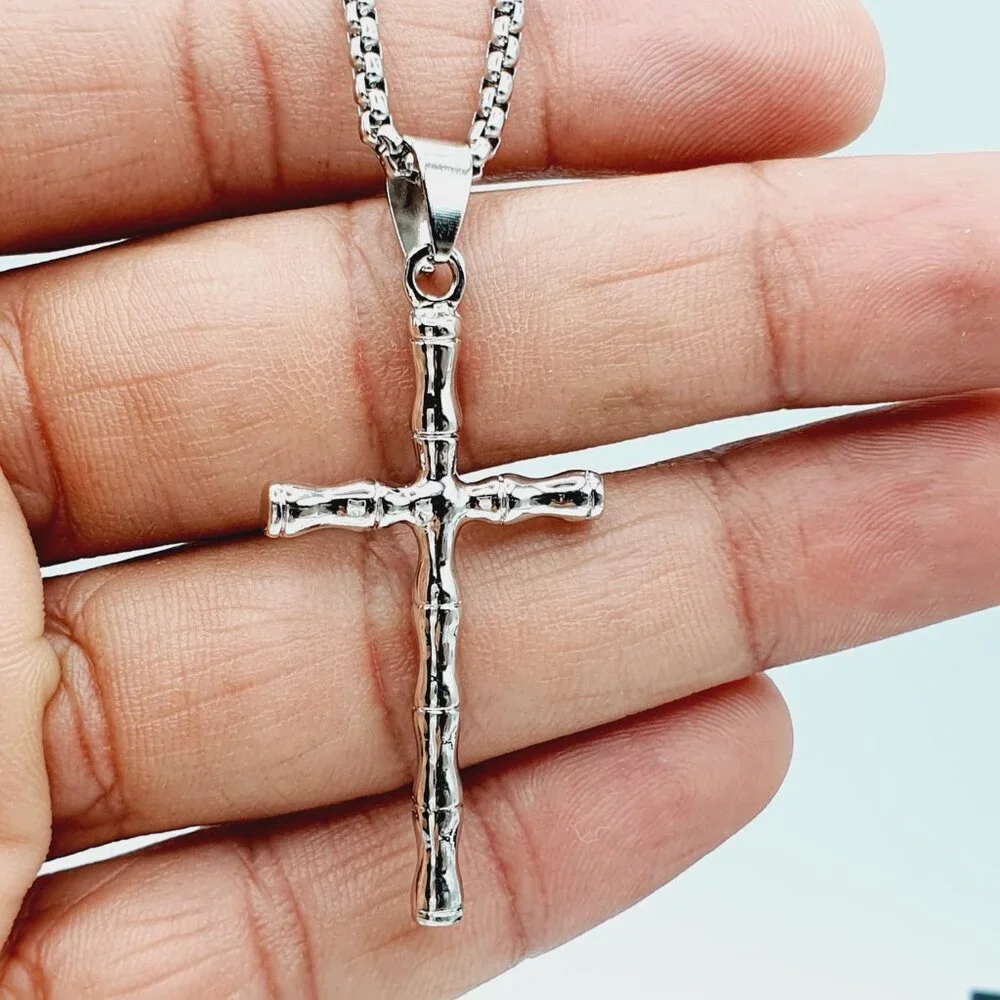 ❤️Fashionable Bamboo Cross Christian Pendant Necklace for women/men,N90201P196